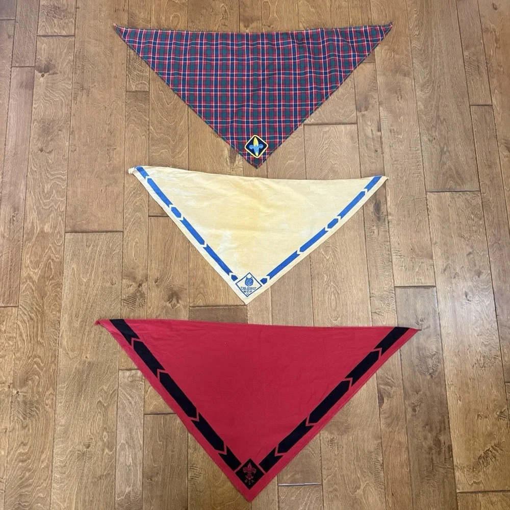 Vintage Boy Scouts Cub Scouts Lot 1965 Bear Book Belt Neckerchiefs Webelos BSA